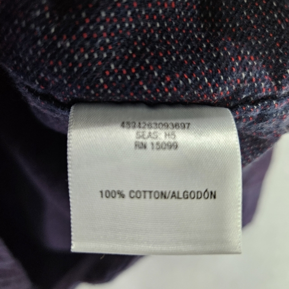 Roebuck & Co Men's Medium Button Down Western Shirt Pearl Snap Cotton Blue Red - Picture 5 of 7